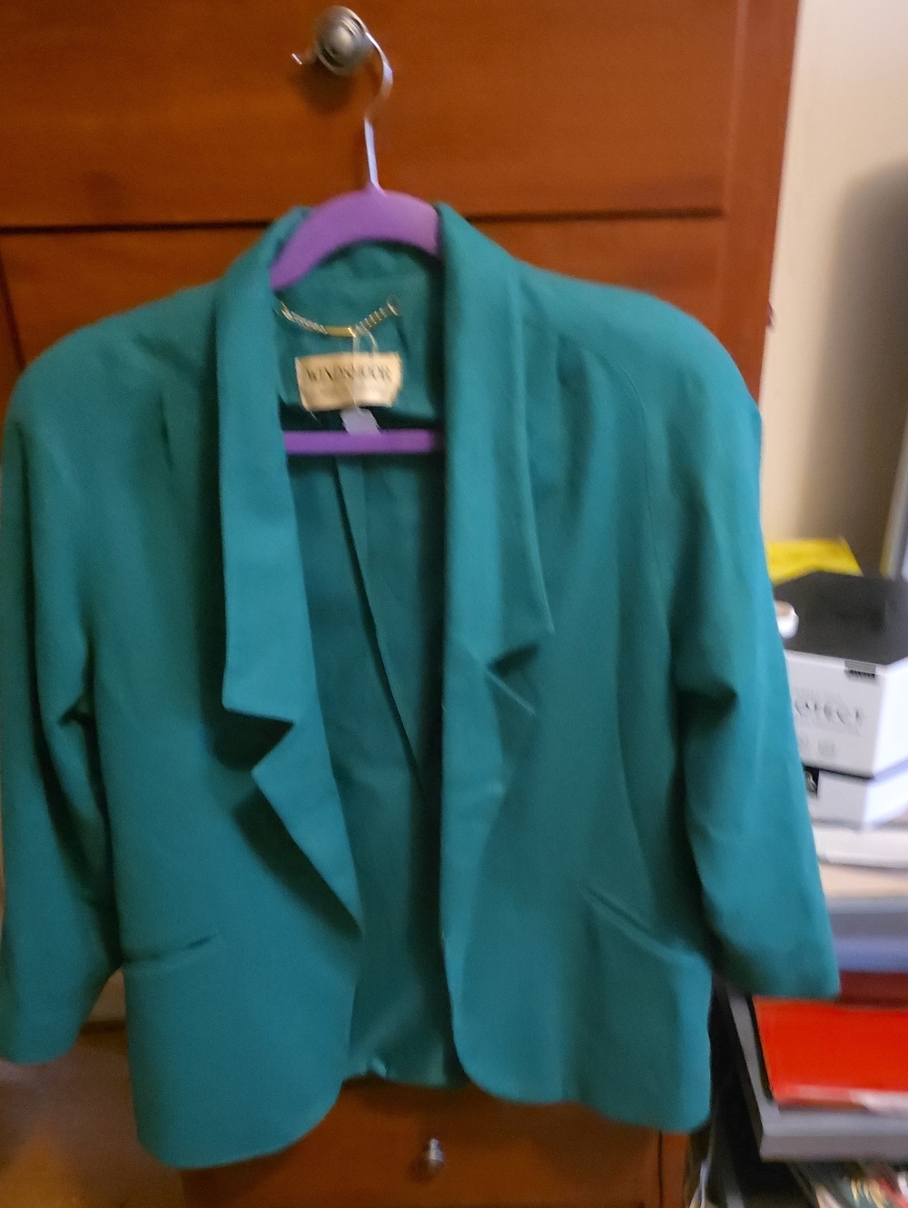 Women's Teal Open-Front Blazer Jacket by Windsmoor, Made In England